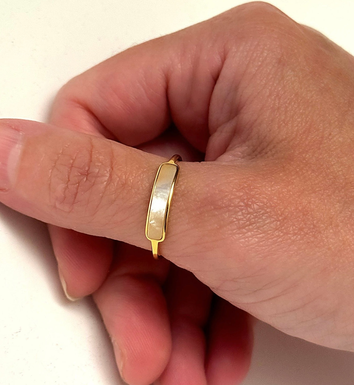 Mother of Pearl Bar Ring
