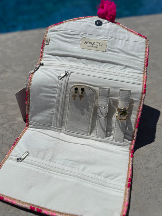 Katleya Patterned Cotton Jewelry Case/Pouch