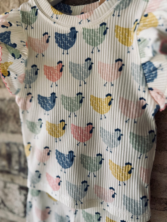 Mud Pie Chicken Print Set