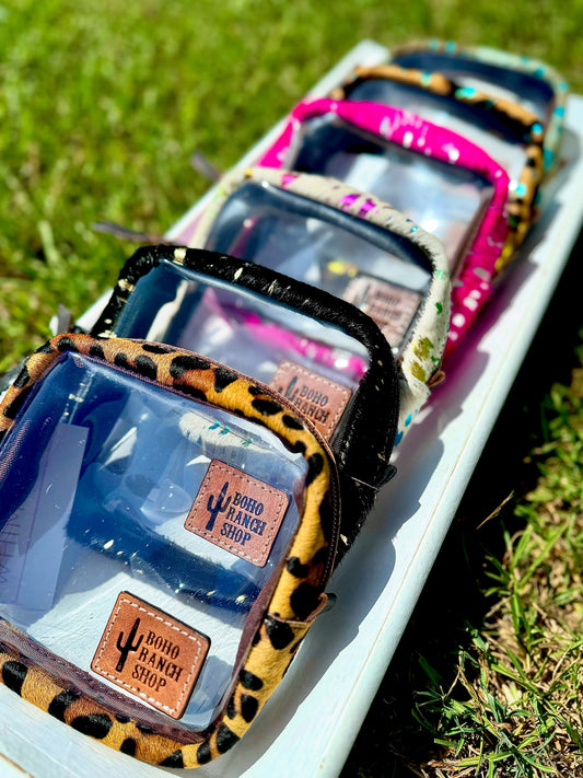 Cowhide Cosmetic Clear Case