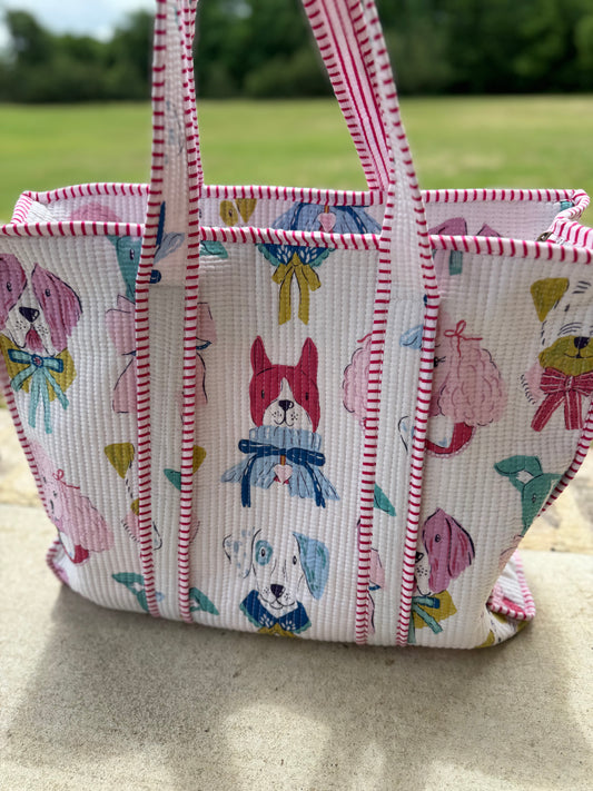 Pups in Bows Tote Bag