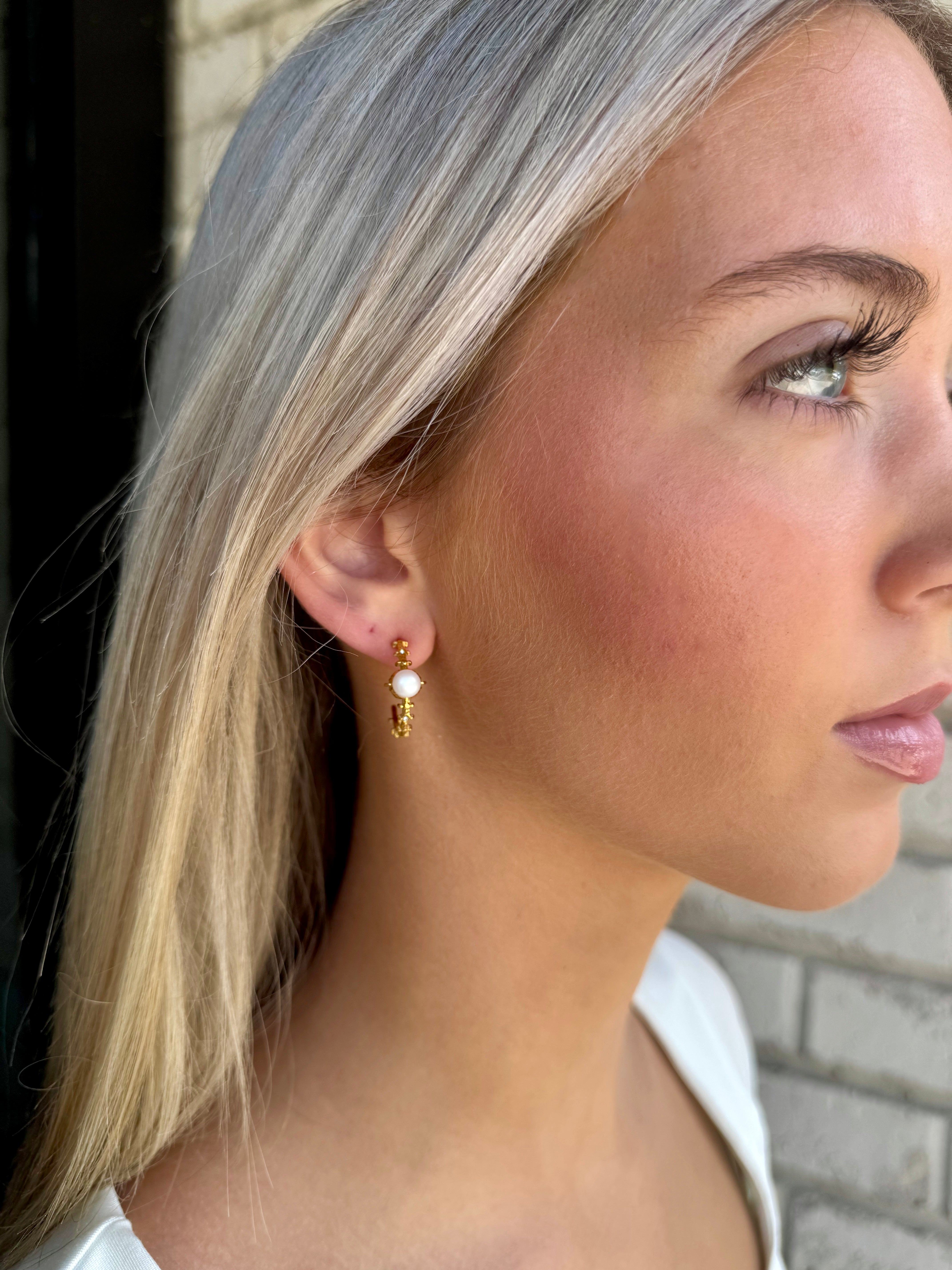 Freshwater Pearl Small Hoop Earrings